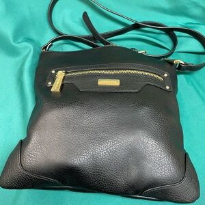 Big Buddha Black Crossbody Bag with Gold Details